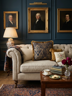 Sapphire Bronze Twilight Brocade: Woven Jacquard Damask Pillow Cover – Lumbar – Corded