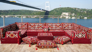 8 Zoll Dicke U-Sofa-Set, Arabisches Sofa, Marokkanisches Sofa, Arabische Jalsa