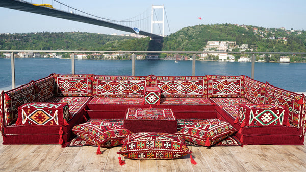 8 Zoll Dicke U-Sofa-Set, Arabisches Sofa, Marokkanisches Sofa, Arabische Jalsa