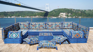 8 Zoll Dicke U-Sofa-Set, Bodenkissen, Arabisches Majlis, Bodensitzgruppe