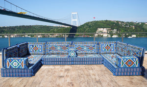 8'' Thickness U Sofa Set, Floor Seating Set, Arabic Sofa, Moroccan Sofa Seating Set