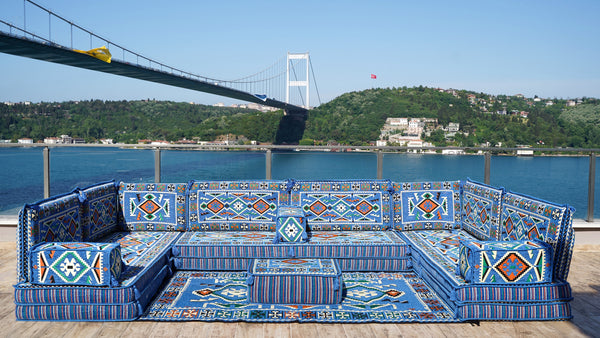 8'' Thickness U Sofa Set, Floor Seating Set, Arabic Sofa, Moroccan Sofa Seating Set