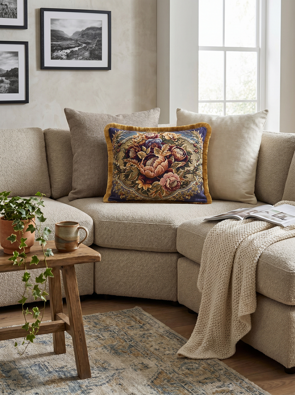 Velvet Ballad: Silky Damask Lumbar Cushion Cover – Baroque – Cord Trim