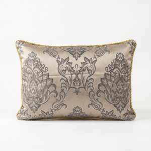 Mint Green Verdant Royal: English Manor Damask Cushion – Lumbar – Jacquard – Cord Piping