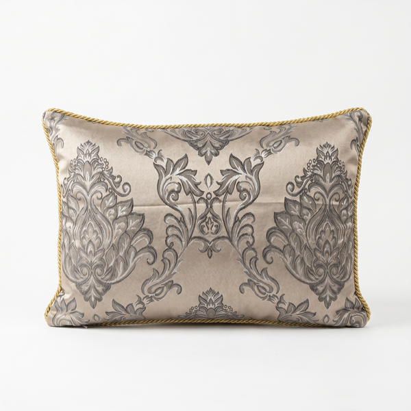 Mint Green Verdant Royal: English Manor Damask Cushion – Lumbar – Jacquard – Cord Piping