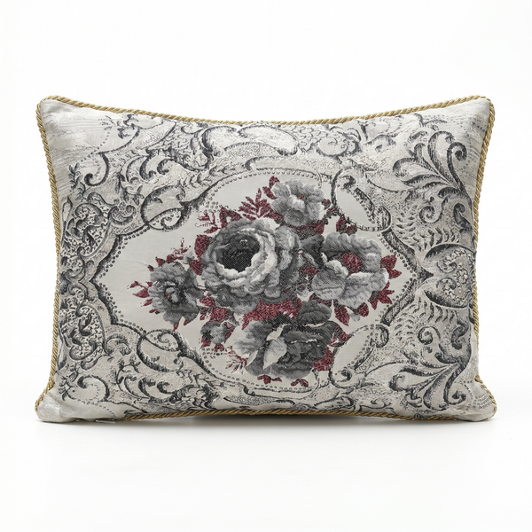 White Cygnet: Mediterranean Baroque Pillow Cover – Damask Lumbar