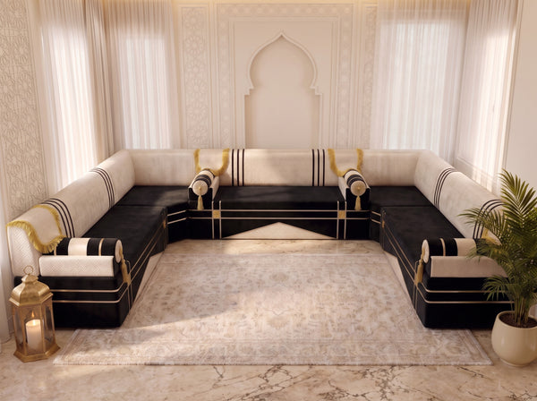 Oriental Arabic Majlis Floor Sofa – Velvet Middle Eastern Seating – Moroccan Floor Couch – Handmade Majlis Set