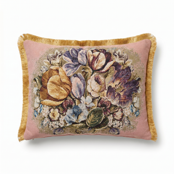 Wild Garden: Brocade Baroque Pillow Cover – Damask Lumbar – Rope Piping
