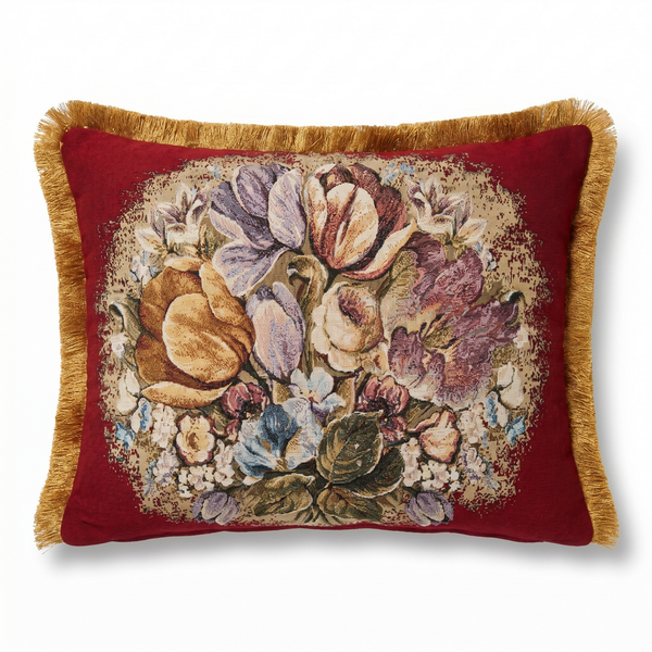Wild Garden: Brocade Baroque Pillow Cover – Damask Lumbar – Rope Piping