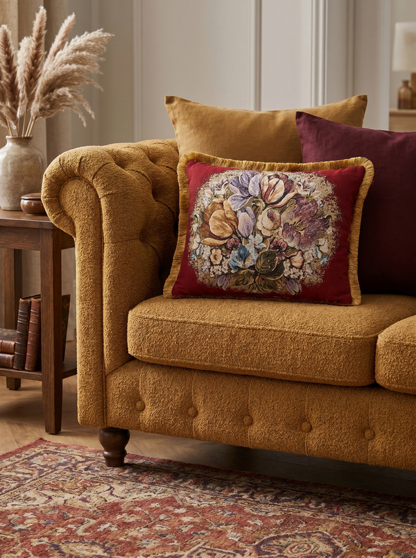 Wild Garden: Brocade Baroque Pillow Cover – Damask Lumbar – Rope Piping