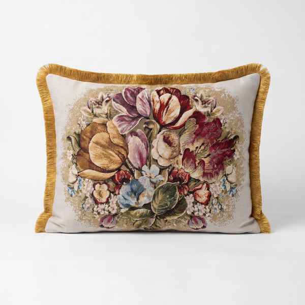Wild Garden: Brocade Baroque Pillow Cover – Damask Lumbar – Rope Piping