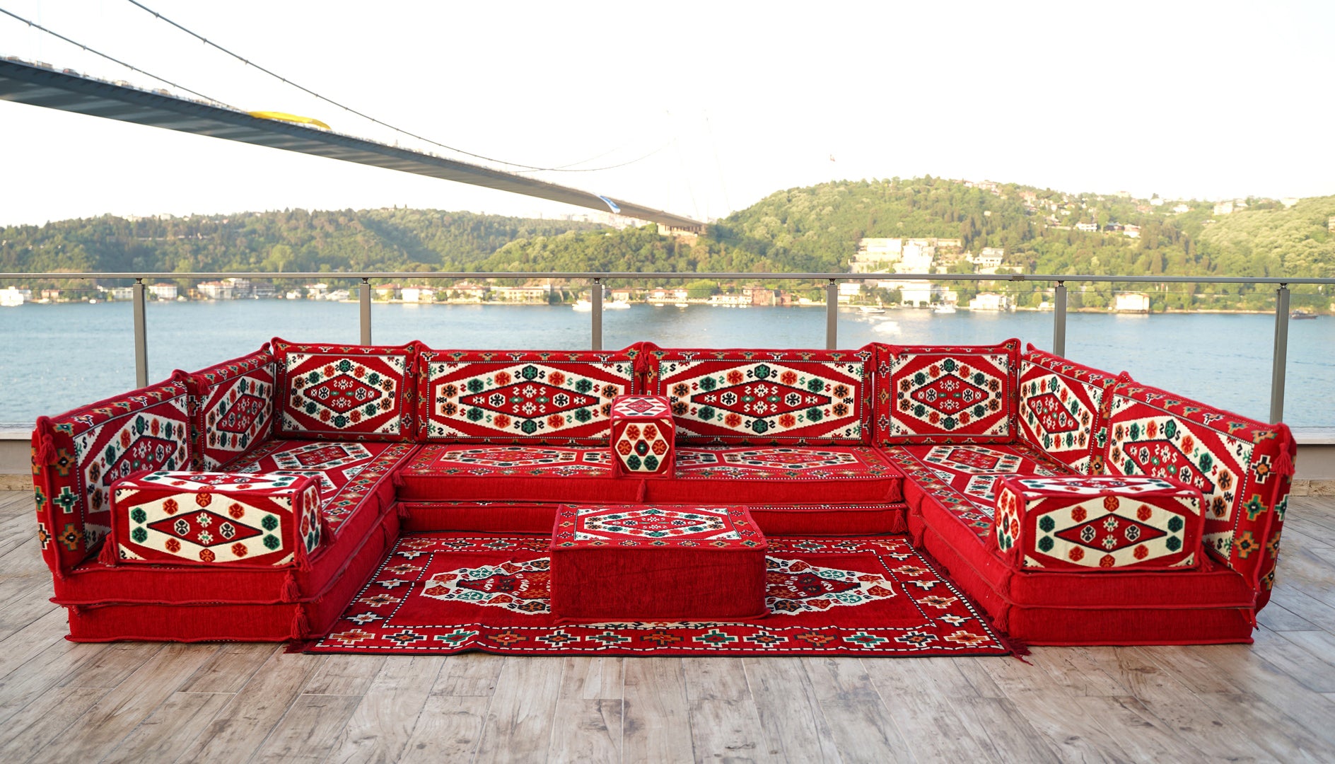 8'' Thickness U Sofa Set, Turkish Seating Pillows, Moroccan Sofa, Arab