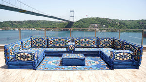 8'' Thickness U Sofa Set Moroccan Sofa, Arabic Majlis, Turkish Seating Pillows