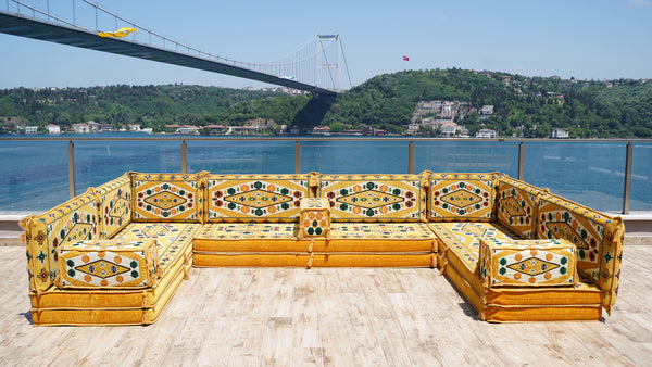 8'' Thickness U Sofa Set, Turkish Seating Pillows, Arabic Jalsa Set