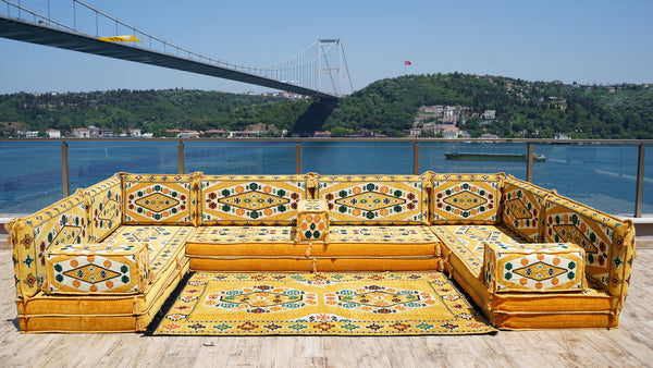 8'' Thickness U Sofa Set, Turkish Seating Pillows, Arabic Jalsa Set