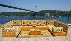 8'' Thickness U Sofa Set, Turkish Seating Pillows, Arabic Jalsa Set