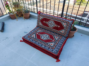 Red Pallet Sofa, Floor Cushions, Loveseats, Small Sectional Sofa, Arabic Sofa Floor Seating Set,Meditation Sofa, Arabic Majlis, Kilim Rug Design - Arabic Sofa