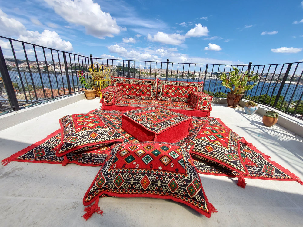 Turkish Floor Sofa Set, Floor Cushions, Traditional Floor Couches, French Mattress, Ottoman Couch and Rug, Ethnic Sofa, Arabic Majlis, Sectional Sofa - Arabic Sofa