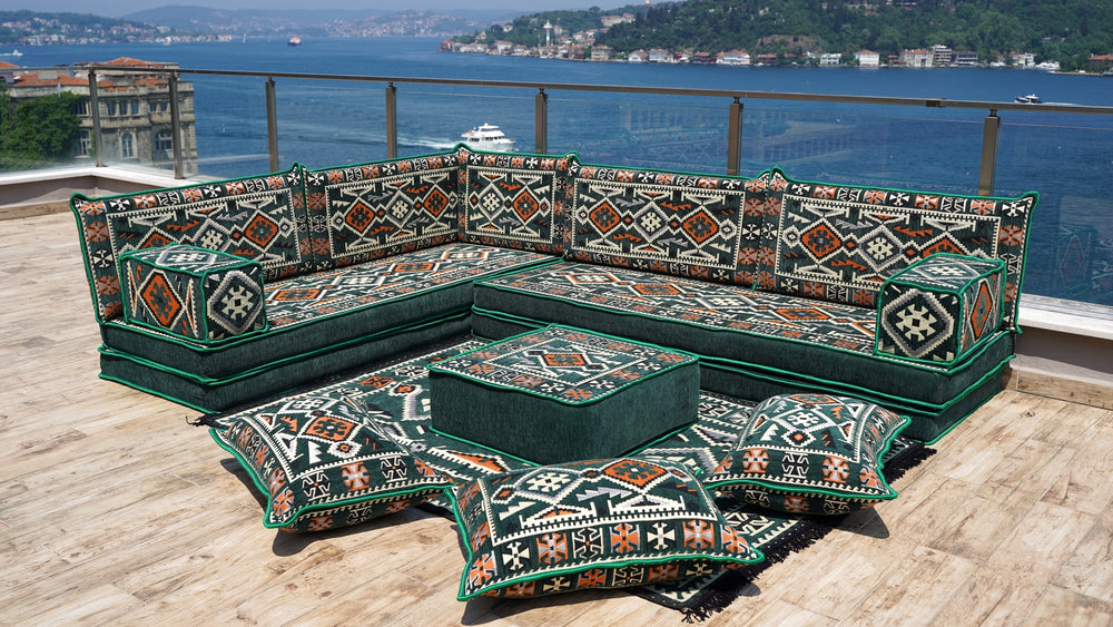 8'' Thickness L Sofa Set, Floor Sofa Seating Set, Corner Arabic Sofa Set, Oriental Floor Seating, Living Room Sofa