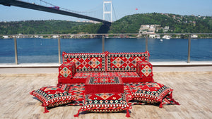 Arabic Majlis Sofa with Ottoman Couch and Rug, Oriental Cushion, Moroccan Cushion, Ethnic Floor Cushion, Sofa Slipcovers