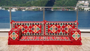 Arabic Majlis Sofa with Ottoman Couch and Rug, Oriental Cushion, Moroccan Cushion, Ethnic Floor Cushion, Sofa Slipcovers