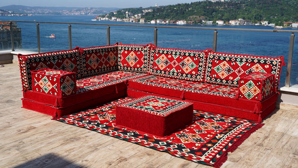 8'' Thickness L Sofa Set, Arabic Sofa, Floor Pillow, Garden Furniture, Sectional Sofa, Patio Furniture