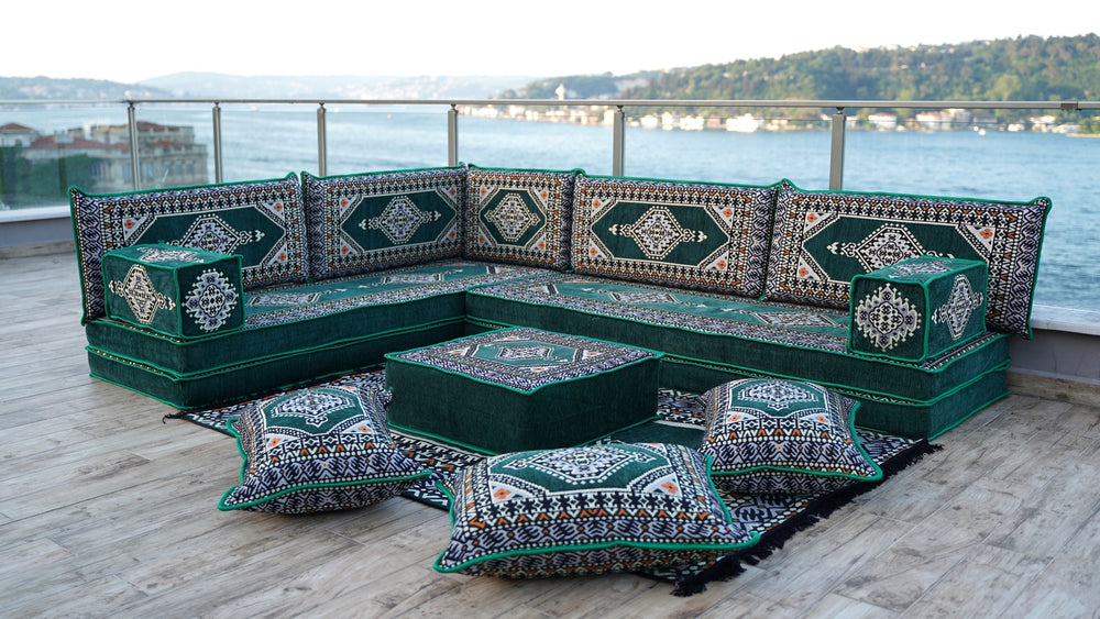 8'' Thickness L Sofa Set, Balcony Patio Sofas, Pallet Sofa, Ethnic Sofa