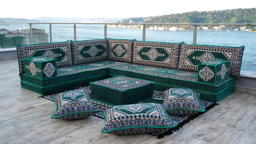8'' Thickness L Sofa Set, Balcony Patio Sofas, Pallet Sofa, Ethnic Sofa