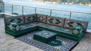 8'' Thickness L Sofa Set, Balcony Patio Sofas, Pallet Sofa, Ethnic Sofa