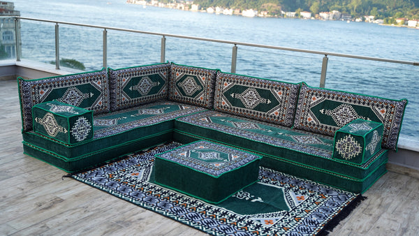 8'' Thickness L Sofa Set, Balcony Patio Sofas, Pallet Sofa, Ethnic Sofa