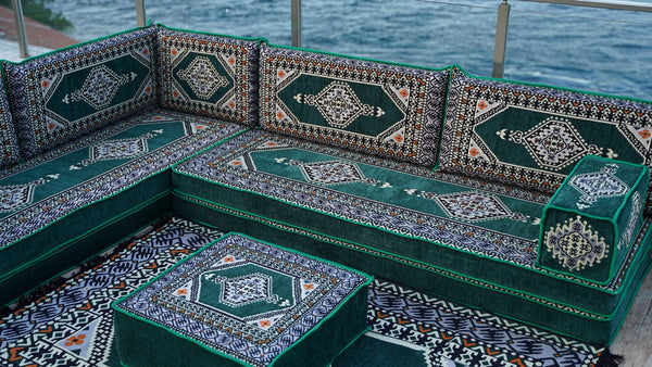 8'' Thickness L Sofa Set, Balcony Patio Sofas, Pallet Sofa, Ethnic Sofa