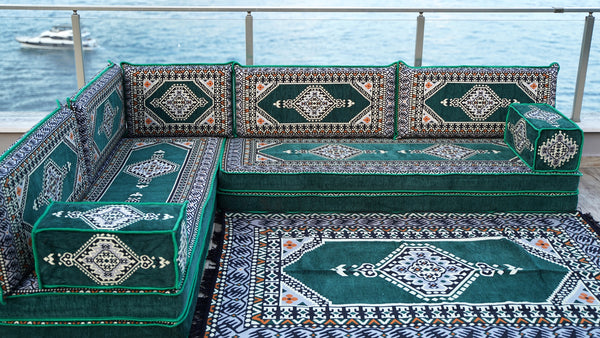 8'' Thickness L Sofa Set, Balcony Patio Sofas, Pallet Sofa, Ethnic Sofa