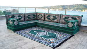 8'' Thickness L Sofa Set, Balcony Patio Sofas, Pallet Sofa, Ethnic Sofa