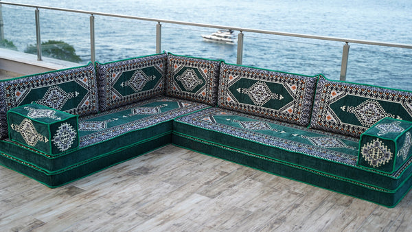 8'' Thickness L Sofa Set, Balcony Patio Sofas, Pallet Sofa, Ethnic Sofa