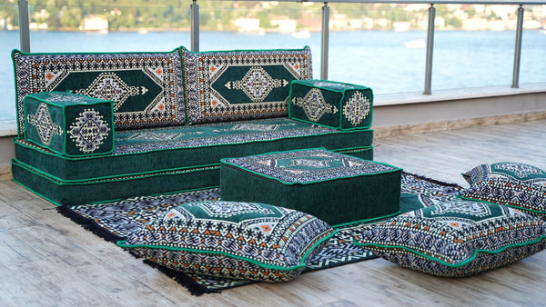 8'' Thickness Sofa Set, Green Reading Sofa, Window Seat, Bench Cushion, Meditation Yoga, Loveseat Sofa