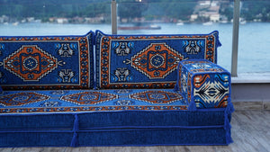 وسائد أرضية داخلية زرقاء، أرائك غرفة معيشة مغربية، أريكة أرضية عربية، وسادة أرضية تركية، أطقم أرائك فردية، أريكة عرقية