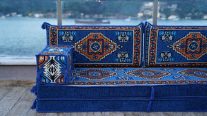 وسائد أرضية داخلية زرقاء، أرائك غرفة معيشة مغربية، أريكة أرضية عربية، وسادة أرضية تركية، أطقم أرائك فردية، أريكة عرقية