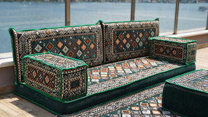 Single Shaped Red Floor Cushions, Modern Arabic Majlis Set, Floor Sofa Set, Ethnic Sofa with Ottoman Couch and Rug, Arabic Jalsa, Moroccan Sofa, Sectional Sofa