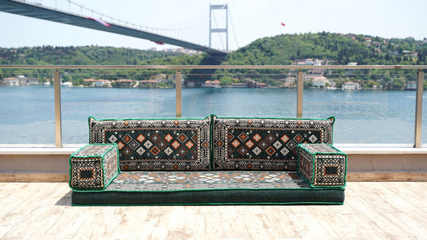 Single Shaped Red Floor Cushions, Modern Arabic Majlis Set, Floor Sofa Set, Ethnic Sofa with Ottoman Couch and Rug, Arabic Jalsa, Moroccan Sofa, Sectional Sofa