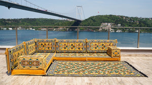 Yellow Floor Cushions, L Shaped Sectional Sofas, Arabic Sofa Set, Pallet Sofa, Arabic Majlis, Pouffs