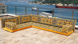 Yellow Floor Cushions, L Shaped Sectional Sofas, Arabic Sofa Set, Pallet Sofa, Arabic Majlis, Pouffs