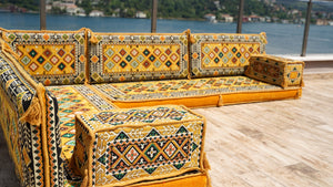 Yellow Floor Cushions, L Shaped Sectional Sofas, Arabic Sofa Set, Pallet Sofa, Arabic Majlis, Pouffs