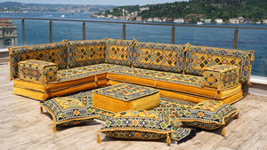 8'' Thickness L Sofa Set, Sectional Sofa Set, Floor Pillow, Arabic Majlis, Moroccan Livingroom Cushion