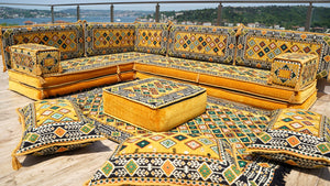 8'' Thickness L Sofa Set, Sectional Sofa Set, Floor Pillow, Arabic Majlis, Moroccan Livingroom Cushion