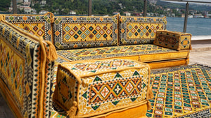 8'' Thickness L Sofa Set, Sectional Sofa Set, Floor Pillow, Arabic Majlis, Moroccan Livingroom Cushion