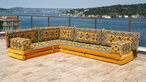 8'' Thickness L Sofa Set, Sectional Sofa Set, Floor Pillow, Arabic Majlis, Moroccan Livingroom Cushion