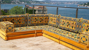 8'' Thickness L Sofa Set, Sectional Sofa Set, Floor Pillow, Arabic Majlis, Moroccan Livingroom Cushion