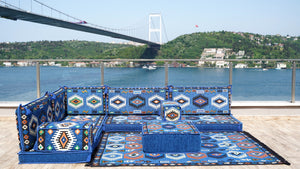 أرائك معيشة مصنوعة يدويًا، قماش متين، ديكور منزلي مغربي، أريكة أرضية عربية