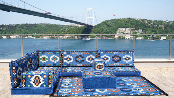 أرائك معيشة مصنوعة يدويًا، قماش متين، ديكور منزلي مغربي، أريكة أرضية عربية