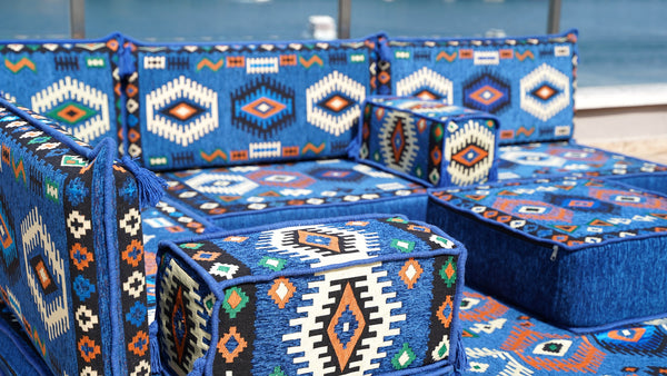 أرائك معيشة مصنوعة يدويًا، قماش متين، ديكور منزلي مغربي، أريكة أرضية عربية